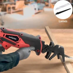 Scie sabre télescopique sans fil 12V avec rallonge 170 cm - Lames bois & métal incluses