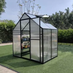 Serre de jardin en aluminium et polycarbonate 2,11 m² - 119x177x192cm -