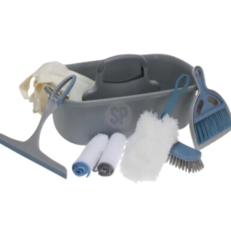 Set nettoyage 8 pièces microfibre brosse pelle balayette gants