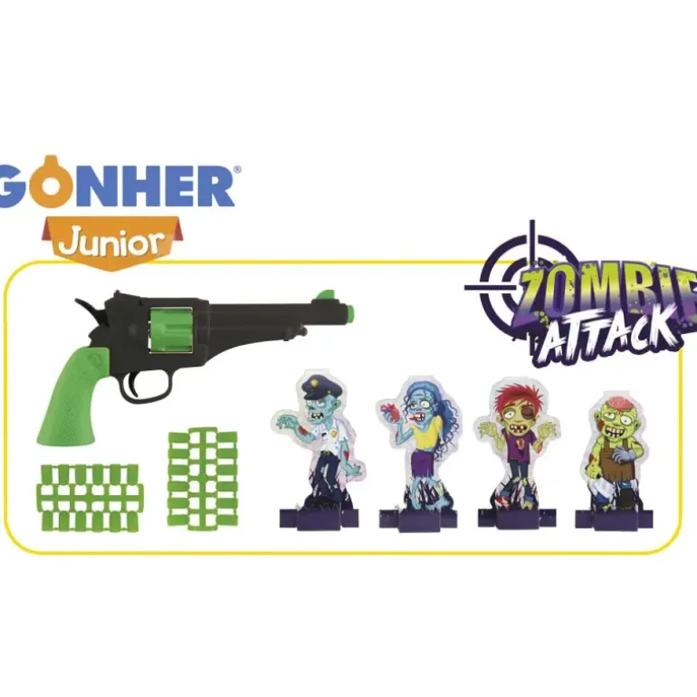Set Zombie Attack Enfant - Pistolet 24 Balles + 4 Figurines