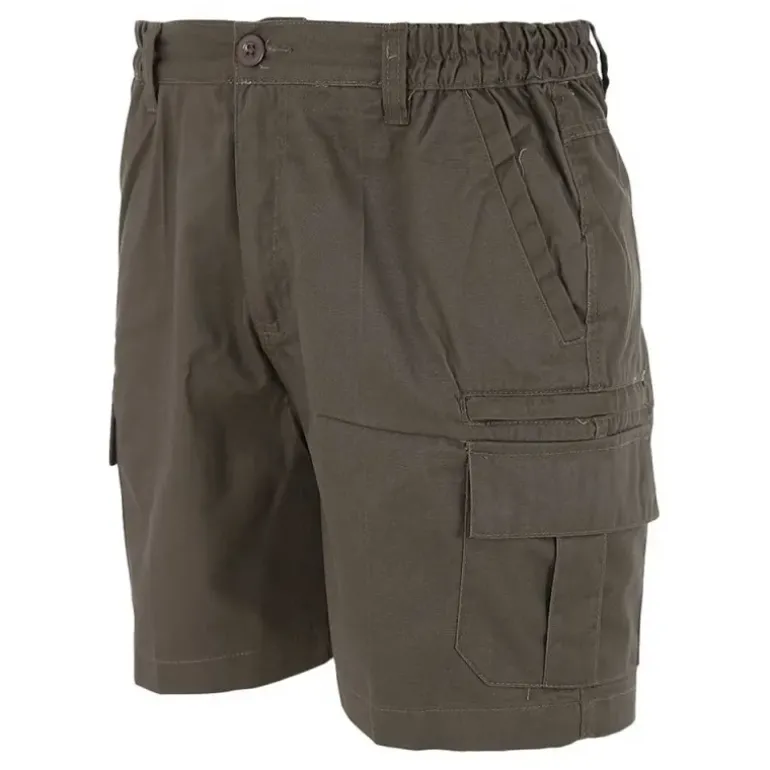 Short Valley kaki polyester-coton 4 poches cargo multi-usage