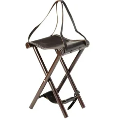 Siège de battue 4 pieds en bois et cuir - Hauteur 65 cm