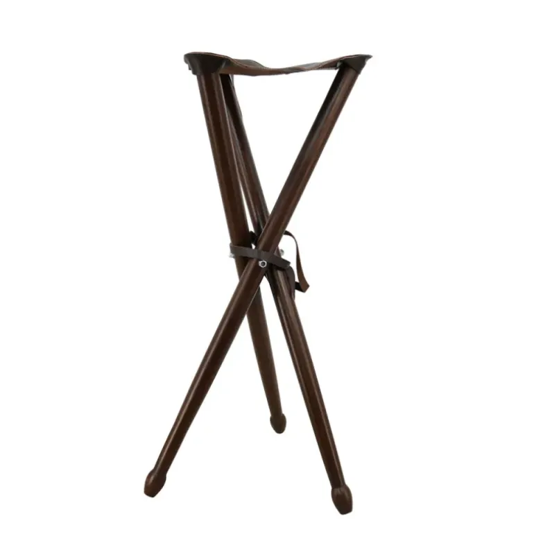 Siège de battue en frêne avec assise croute de cuir de buffle hauteur 80cm