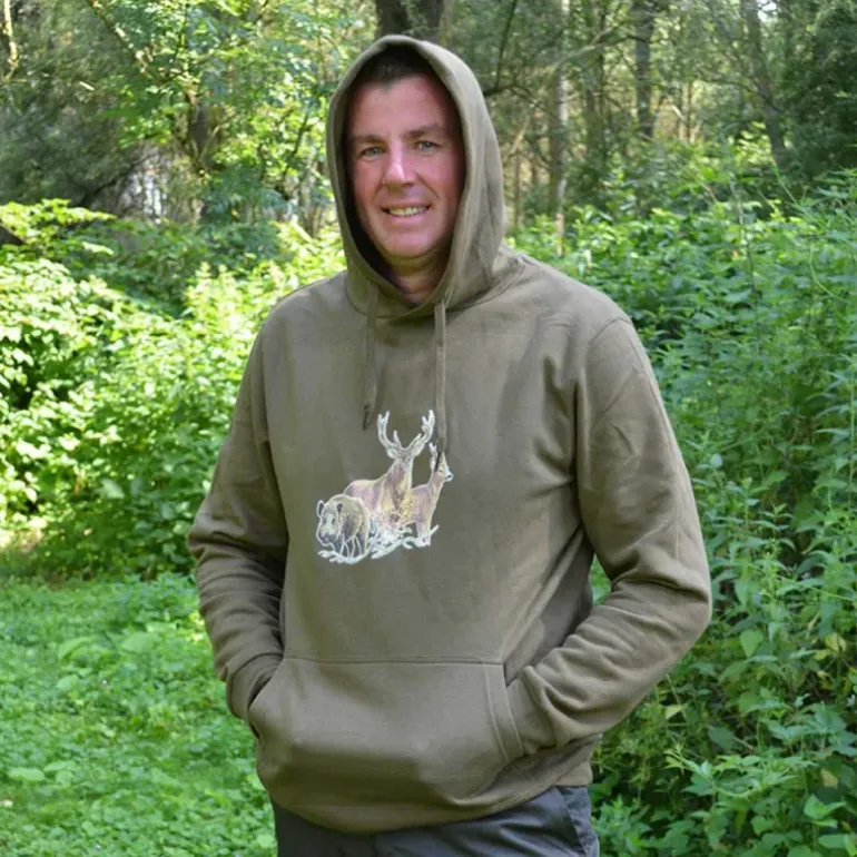 Sweat à capuche kaki grands animaux Bartavel®