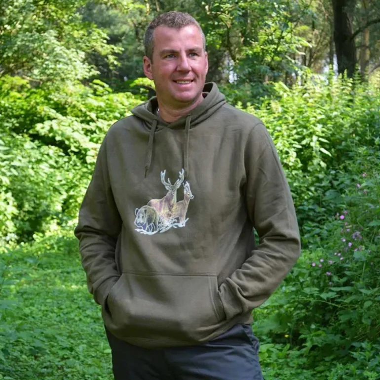 Sweat à capuche kaki grands animaux Bartavel®