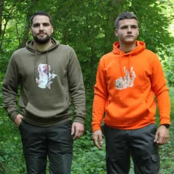 Sweat à capuche orange grands animaux Bartavel®