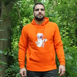 Sweat à capuche orange épagneul Bartavel®