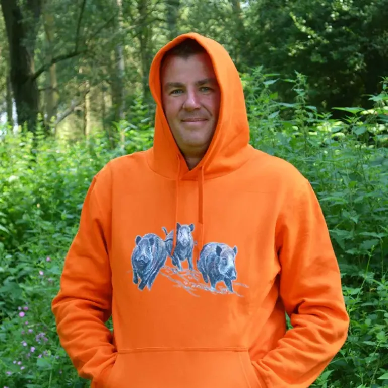 Sweat à capuche orange sangliers Bartavel Taille M à 3XL