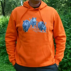 Sweat à capuche orange sangliers Bartavel Taille M à 3XL