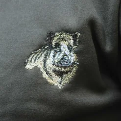 Sweat brodé sanglier vert