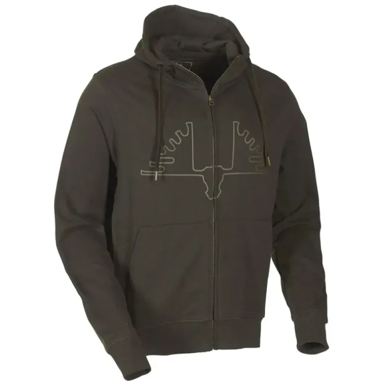 Sweat capuche Ultra full zip coton sérigraphié vert kaki S à 2XL