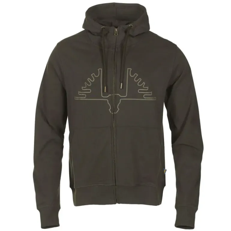 Sweat capuche Ultra full zip coton sérigraphié vert kaki S à 2XL