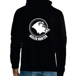 Sweat Keiler Hunter noir capuche coton logo 2