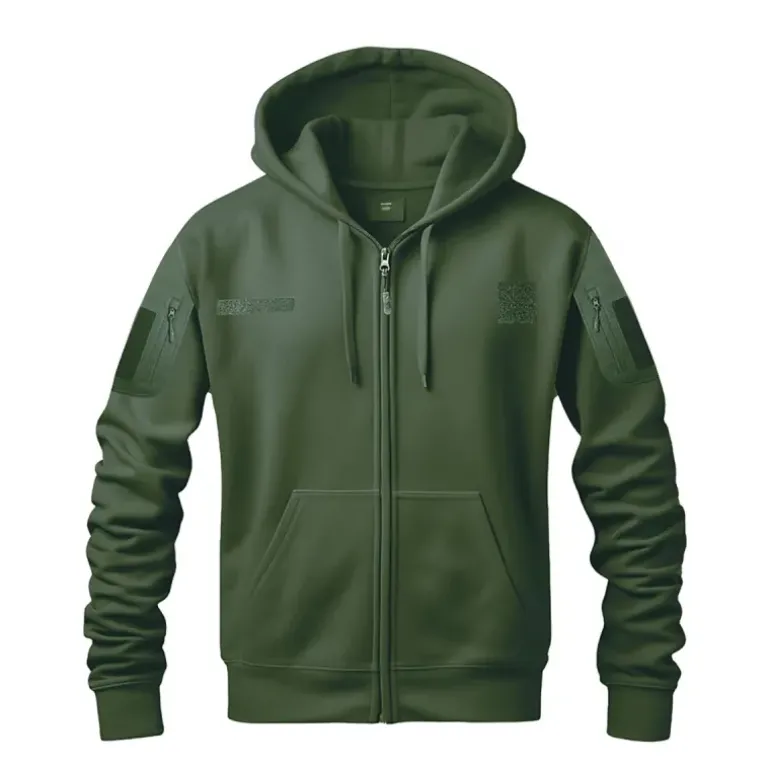 Sweat Militaire Spider Homme - Vert - Manches Longues - Capuche - DCA France