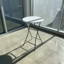 Table de bar ronde blanche Diamètre 80 cm - Hauteur 80 cm - Pliable