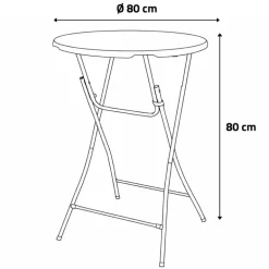 Table de bar ronde blanche Diamètre 80 cm - Hauteur 80 cm - Pliable