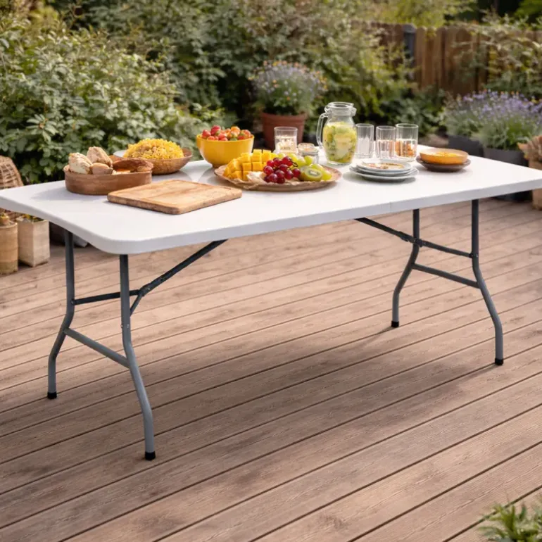 Table pliante en résine 10 couverts 180x70x74cm pieds métal