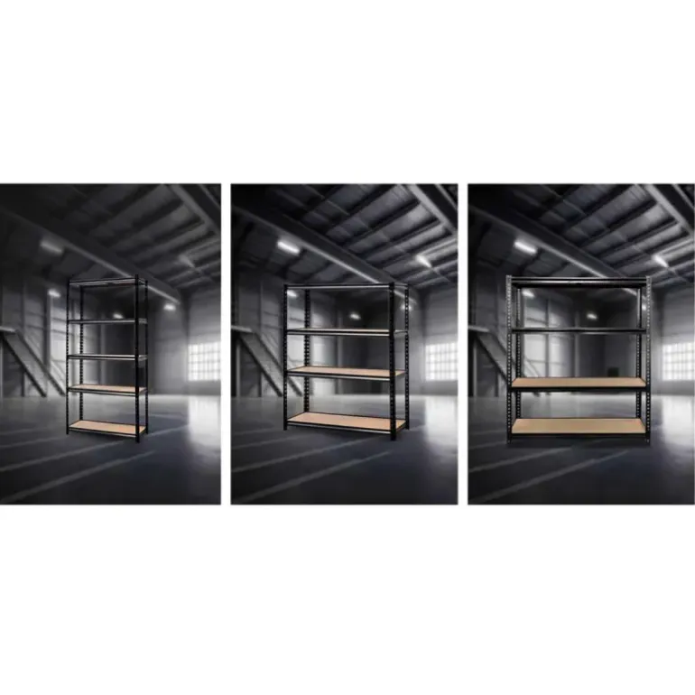 Étagère industrielle 4 niveaux 180x60x180 cm - Noire - Charge 60 kg/étagère