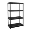 Étagère plastique 4 tablettes 90x44x141 cm - Charge 60 kg par niveau - Noire