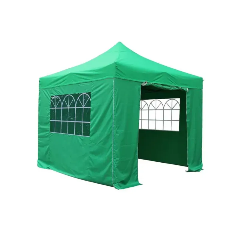 Tonnelle pliante aluminium 3x3 m verte avec parois latérales