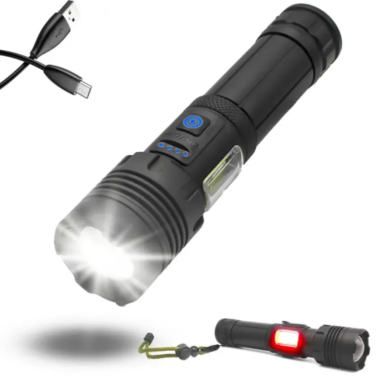 Torche Bright 2000 lumens 3 niveaux d'intensité, en alliage d'alu