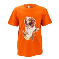 T-shirt enfant épagneul coton doux orange 6 à 12 ans