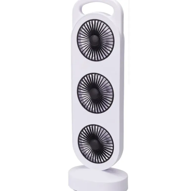 Ventilateur de table rechargeable 3 sorties - Blanc 3W