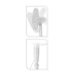 Ventilateur sur pied 17 pouces - 45W - 3 vitesses - Oscillation et inclinaison réglables - Blanc