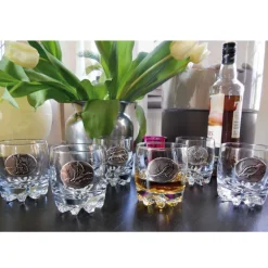 Verres à Whisky 30 cl décor étain relief de gibiers Lot de 6