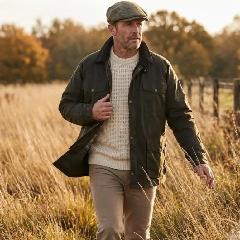 Veste cirée 1919 isolation thermique coton ciré vert kaki S à 3XL
